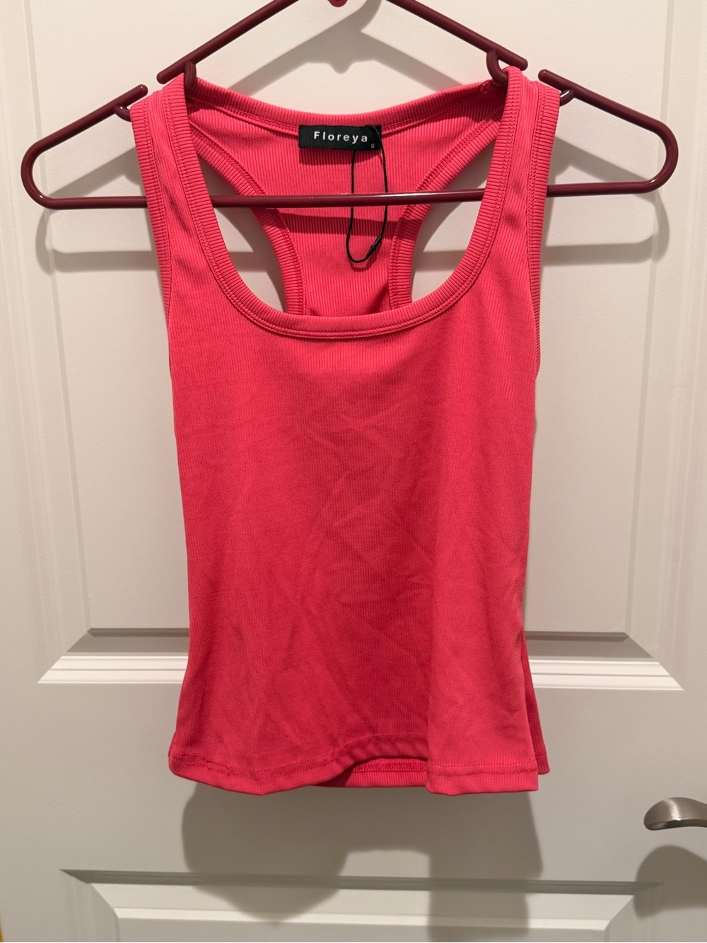 Pink Ribbed Racerback Tank